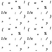 Seamless black and white pattern with mathematical symbols and punctuation marks. Vector illustration.
