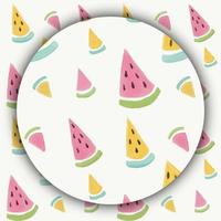 Seamless background with watermelon slices. Bright watercolor sketch of watermelon. Abstract 3D circular pedestal or podium in vibrant color. View from above. vector