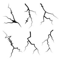 hand drawn cracked wall, ground, glass, egg. doodle break set. vector illustration