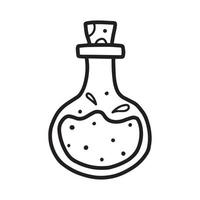 A jar of potion or poison. Magic potion. Vector illustration. Drawn style. Doodle style.