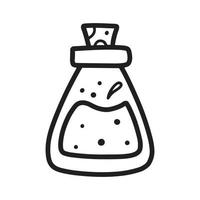 A jar of potion or poison. Magic potion. Vector illustration. Drawn style. Doodle style.