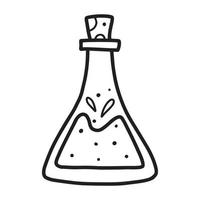 A jar of potion or poison. Magic potion. Vector illustration. Drawn style. Doodle style.