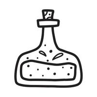 A jar of potion or poison. Magic potion. Vector illustration. Drawn style. Doodle style.