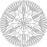 Black and white mandala for coloring page. Vector