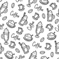 Coffee doodle vector seamless pattern