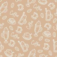 Coffee doodle cute seamless background vector