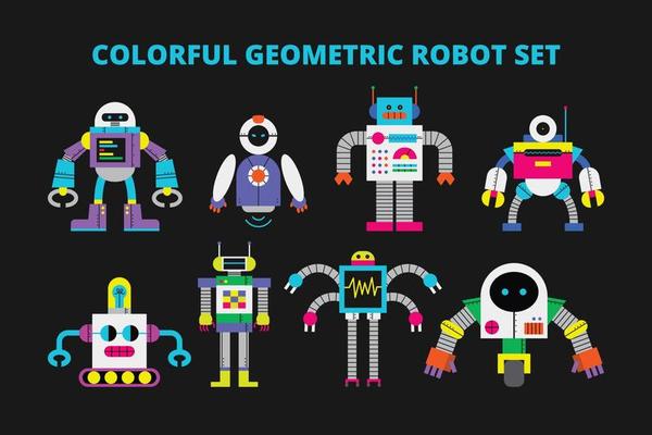 Colorful Geometric Robot Set 1