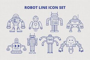 conjunto de iconos de línea de robot 1 vector