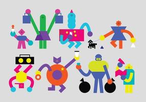 conjunto de humanoides en el diseño de personajes geométricos planos de la calle vector