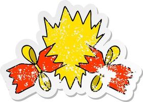 distressed sticker of a quirky hand drawn cartoon pulled cracker vector