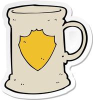 sticker of a cartoon old tankard vector