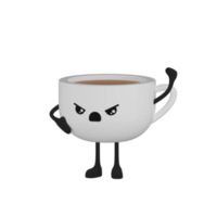 Personaje de dibujos animados de taza de café lindo aislado 3d