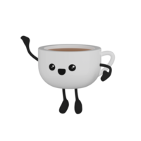 3d geïsoleerd schattig koffie kop tekenfilm karakter png