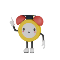 personagem de desenho animado de despertador isolado 3d png