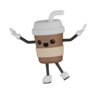 3d isolierte niedliche kaffeetasse zeichentrickfigur png