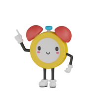 3D Isolated Alarm Clock Cartoon Character png