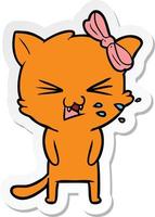 sticker of a cartoon cat vector