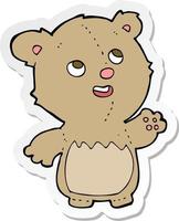 sticker of a cartoon happy little teddy bear vector