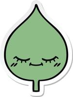 sticker of a cute cartoon expressional leaf vector