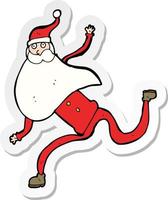 sticker of a cartoon running santa vector