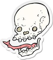 sticker of a cartoon spooky skull vector