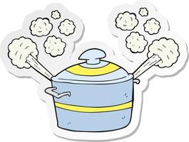 sticker of a cartoon steaming cooking pot vector