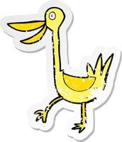 retro distressed sticker of a funny cartoon duck vector