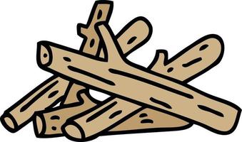 quirky hand drawn cartoon logs vector