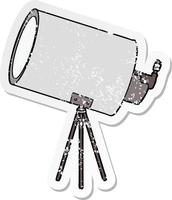 distressed sticker of a cartoon big telescope vector