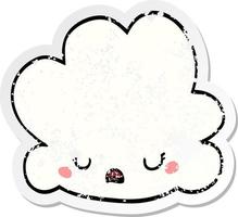 distressed sticker of a cute cartoon cloud vector