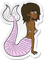 sticker of a cartoon mermaid vector