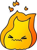 gradient cartoon of cute kawaii fire flame vector