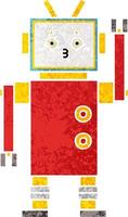 retro illustration style cartoon robot vector