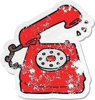 distressed sticker of a cartoon old telephone vector