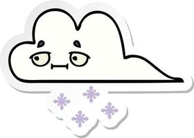 sticker of a cute cartoon snow cloud vector