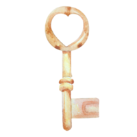 watercolor heart shaped key png