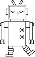 line drawing cartoon robot vector