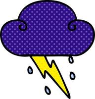 quirky comic book style cartoon thunder cloud vector