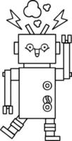 line drawing cartoon robot vector