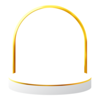 podium 3d blanc et or avec arc doré parfait pour l'affichage, la mise en page et la vitrine des produits png