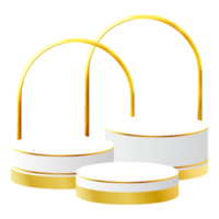 White and Gold 3D Podium with Golden Arch Perfect for Product Display, Layout, and Showcase png