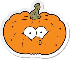 sticker of a cartoon pumpkin vector