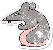 distressed sticker of a sly cartoon rat vector