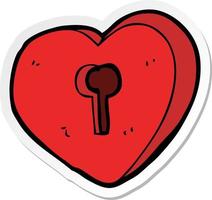 sticker of a cartoon heart with keyhole vector