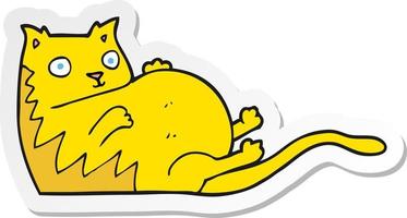 sticker of a cartoon fat cat vector