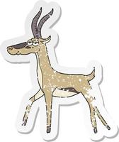 retro distressed sticker of a cartoon gazelle vector