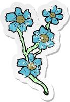 retro distressed sticker of a cartoon flowers vector
