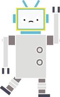 flat color retro cartoon robot vector