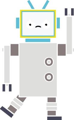 flat color retro cartoon robot