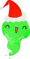 christmas retro cartoon of kawaii ghost vector